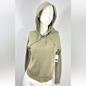 NWT So Juniors Olive Green Hooded Long Sleeve Shirt Size XS Waffle Knit